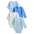 thumbnail image 1 of Wonder Nation Organic Cotton Baby Boys Cotton Bodysuit with Long Sleeves, 4-Pack, Sizes 12M-24M, 1 of 5