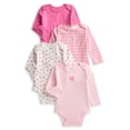 thumbnail image 1 of Wonder Nation Organic Cotton Baby Gender Girl 4PK Long Sleeve Body Suit, Sizes 0/3 Months-6/9 Months, 1 of 1