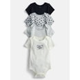 thumbnail image 1 of Wonder Nation Organic Cotton Baby Boys Short Sleeve Cotton Bodysuit, 4-Pack, Sizes 0/3 Months-6/9 Months, 1 of 4