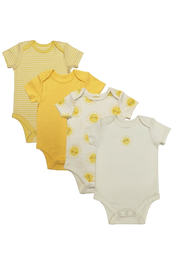 Baby Gender Neutral 4PK Short Sleeve Body Suit, Sizes 12 Months-24 Months