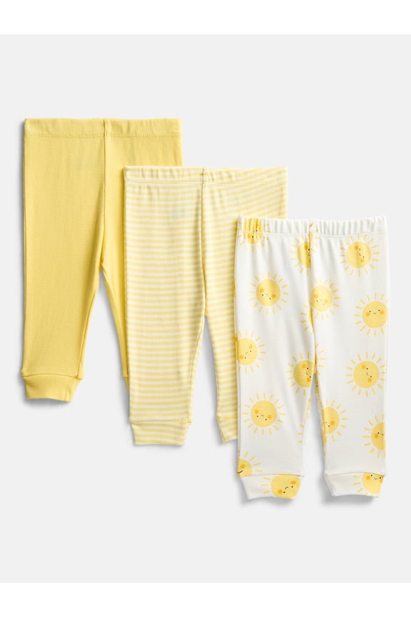 Organic Cotton Baby Boys or Girls Pull-On Pants, 3-Pack, Sizes 0/3M-6/9M