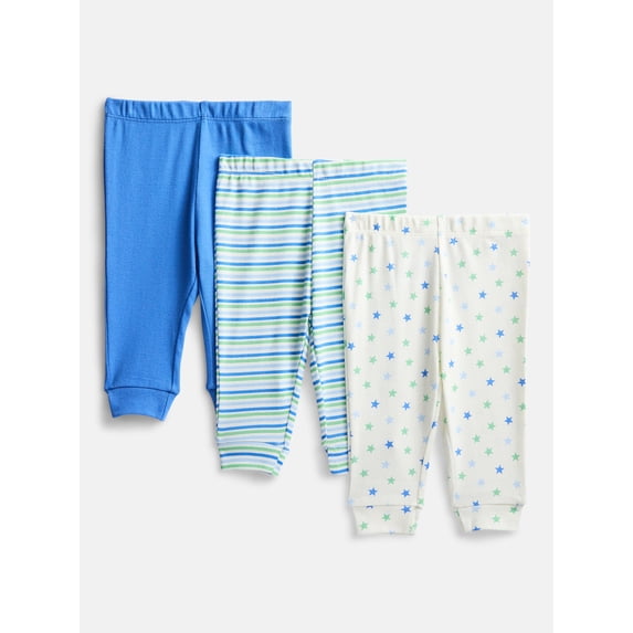 Wonder Nation Baby Boys Pull-On Pants, 3-Pack, Sizes 0/3M-6/9M