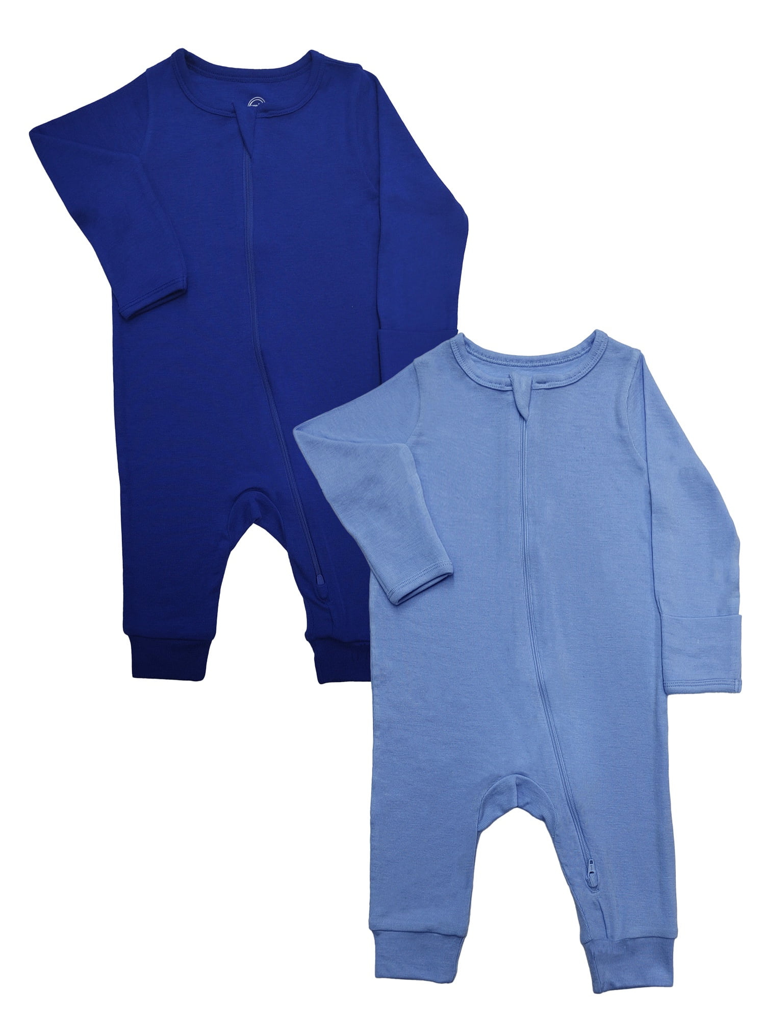 Wonder So Soft Modal by Wonder Nation Gender Neutral Two-Way Zipper Footless Coverall Pajamas, 2-Pack, Sizes Preemie–6/9 Months