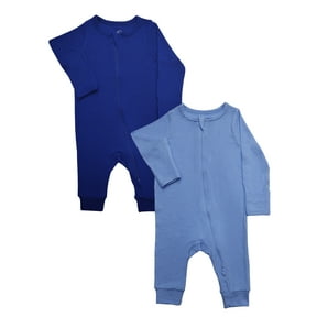 Wonder So Soft Modal by Wonder Nation Gender Neutral Two-Way Zipper Footless Coverall Pajamas, 2-Pack, Sizes Preemie–6/9 Months