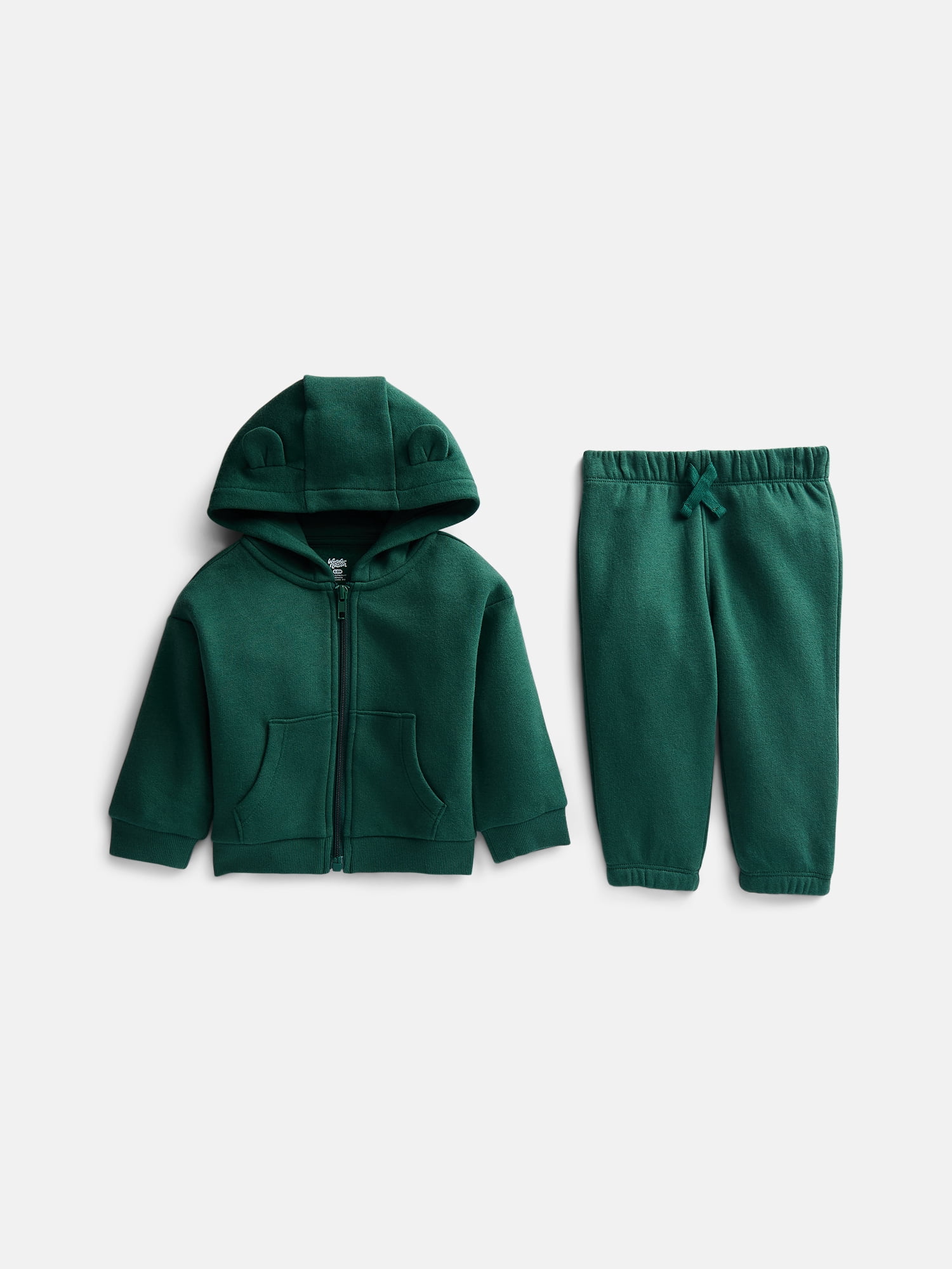 Wonder Nation Baby Zip Up Hoodie and Joggers Fleece Set, Sizes 0/3M-24M