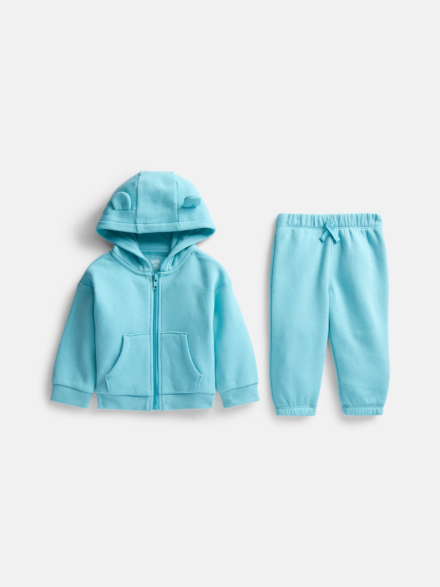 Wonder Nation Baby Zip Up Hoodie and Joggers Fleece Set, Sizes 0/3M-24M