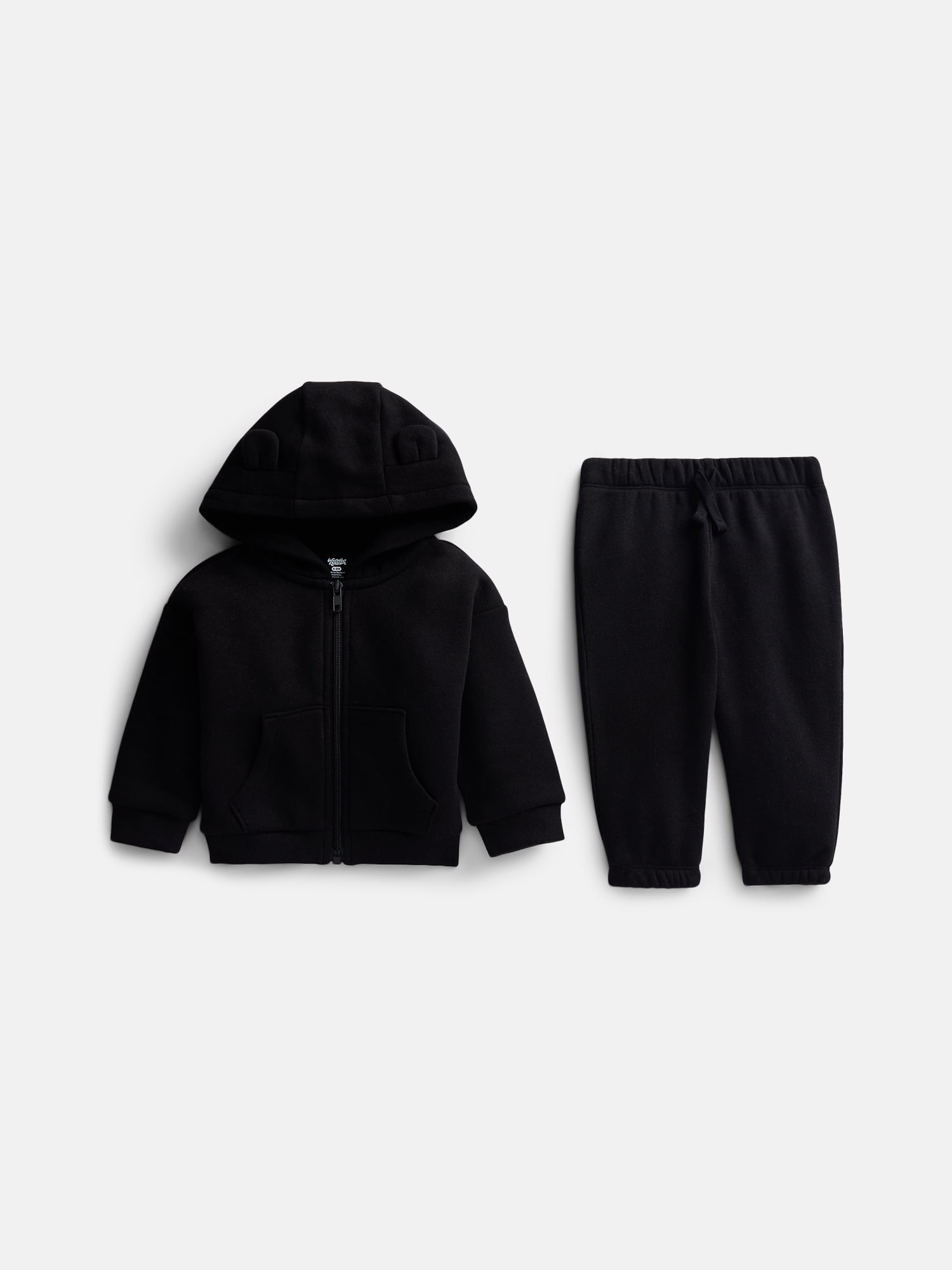 Wonder Nation Baby Zip Up Hoodie and Joggers Fleece Set, Sizes 0/3M-24M