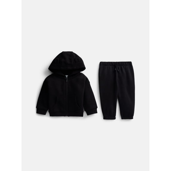 Wonder Nation Baby Zip Up Hoodie and Joggers Fleece Set, Sizes 0/3M-24M