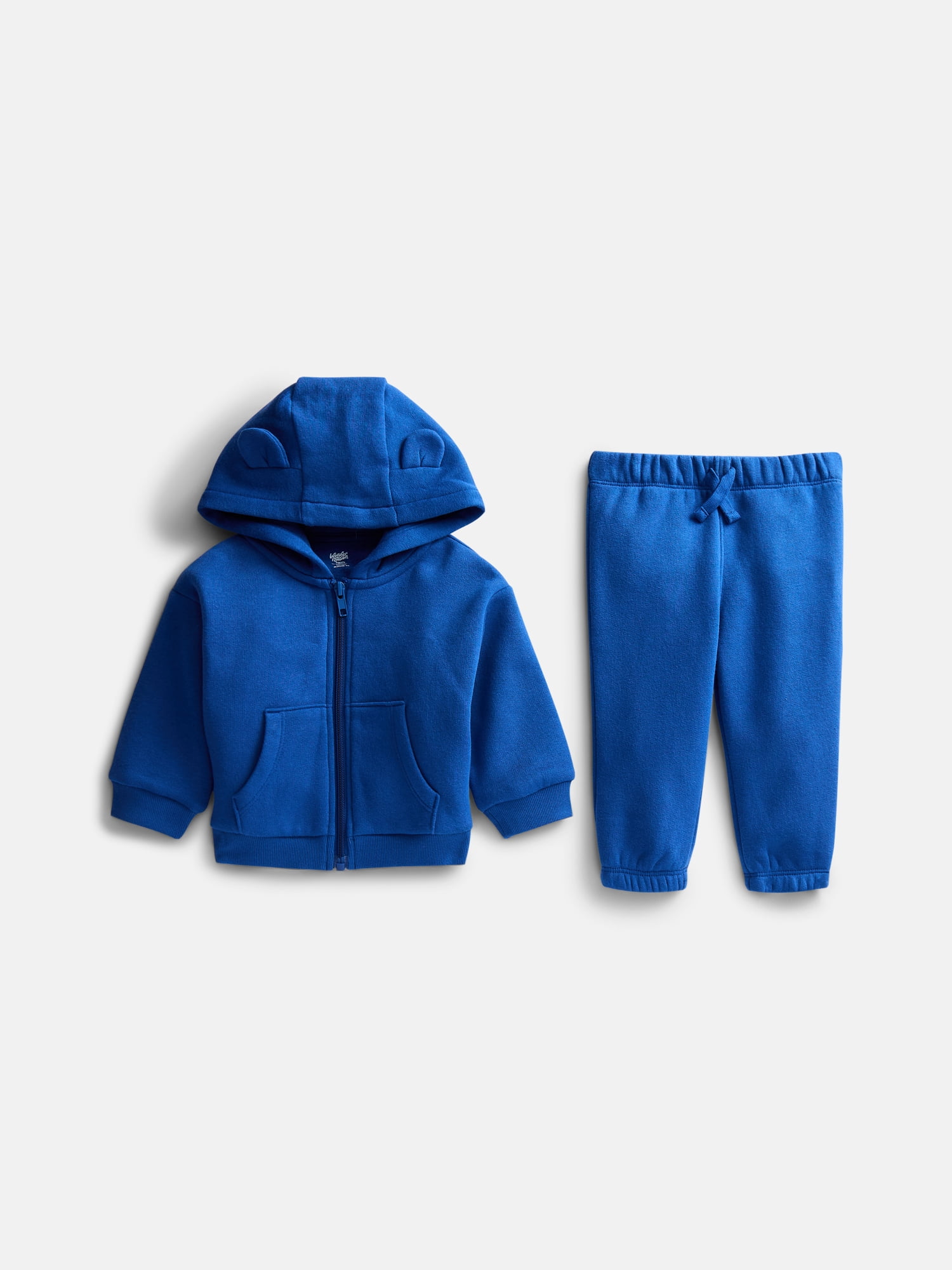 Wonder Nation Baby Zip Up Hoodie and Joggers Fleece Set, Sizes 0/3M-24M