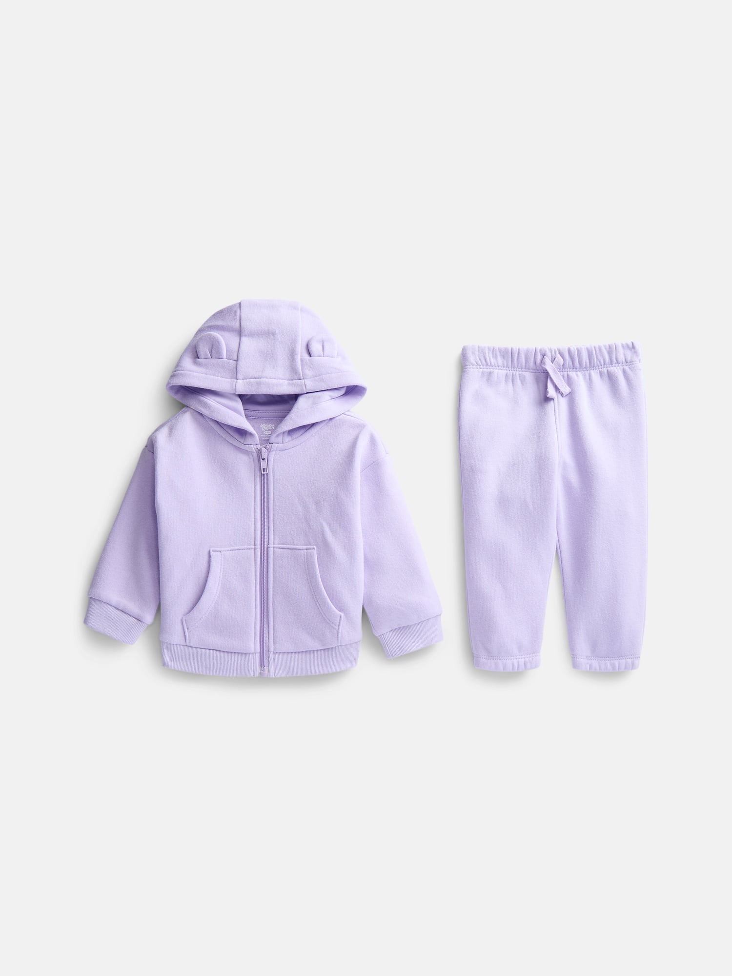 Wonder Nation Baby Zip Up Hoodie and Joggers Fleece Set, Sizes 0/3M-24M