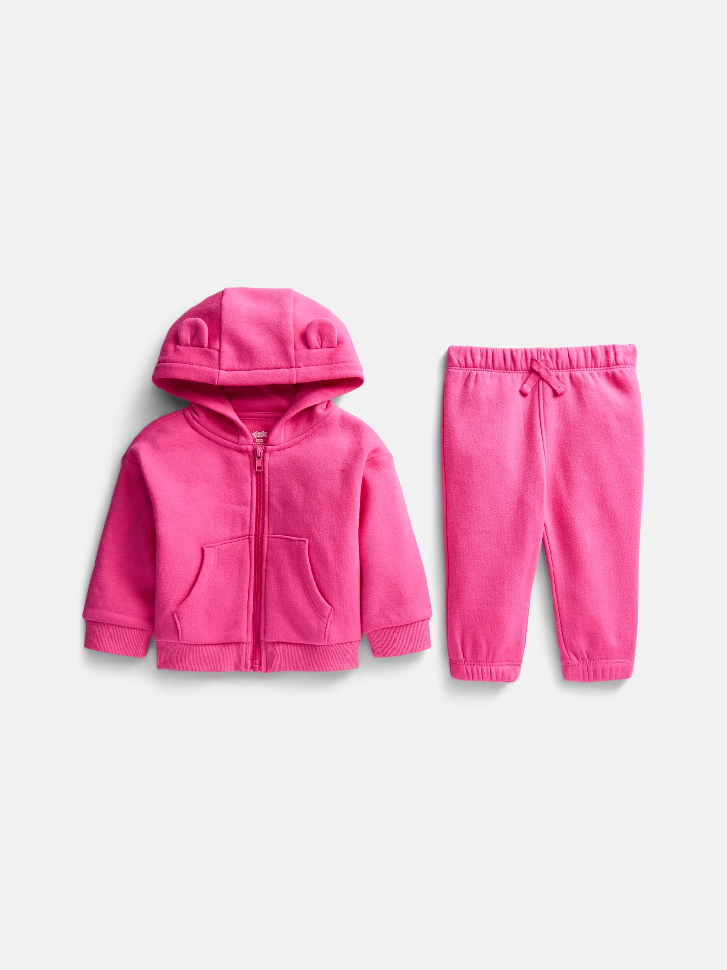Wonder Nation Baby Zip Up Hoodie and Joggers Fleece Set, Sizes 0/3M-24M