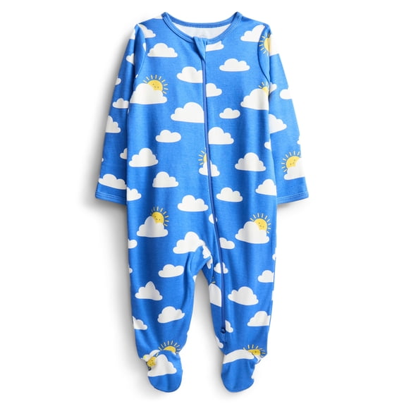 Wonder Nation Baby Boys or Girls Zip Front Footed Pajamas, Sizes Preemieie-6/9 Months