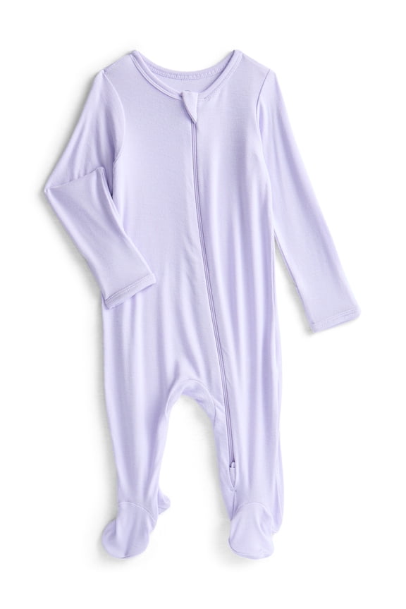 Wonder So Soft Modal by Wonder Nation Gender Neutral Two-Way Zipper Footed Sleep N Play Pajamas, Sizes Preemie–6/9 Months