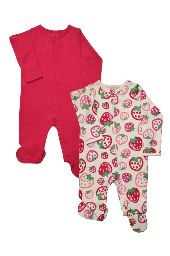Organic Cotton Baby Two-Way Zipper Footed Sleep N Play Pajamas, 2-Pack, Sizes Preemie–6/9 Months
