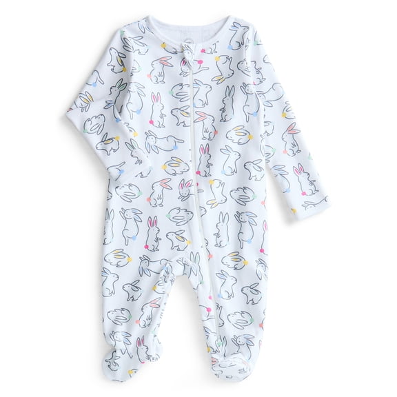 Wonder Nation Baby Boys or Girls Zip Front Footed Pajamas, Sizes Preemieie-6/9 Months