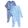 thumbnail image 1 of Wonder So Soft Modal by Wonder Nation Baby Unisex Two-Way Zipper Footed Sleep N Play Pajamas, 2-Pack, Sizes Preemie-6/9 Months, 1 of 4