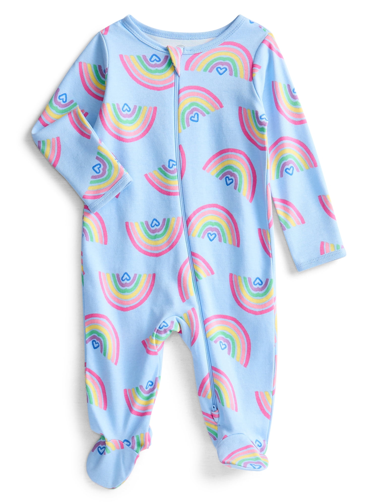 Wonder Nation Organic Cotton Baby Unisex Zip Front Footed Sleep N Play Pajamas, Sizes Preemie-6/9 Months