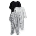 thumbnail image 1 of Wonder Nation Organic Cotton Baby Unisex Zip Front Footed Sleep N Play Pajamas, 3-Pack, Sizes Preemie-6/9 Months, 1 of 4