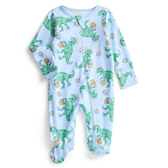 Wonder Nation Baby Boys or Girls Zip Front Footed Pajamas, Sizes Preemieie-6/9 Months