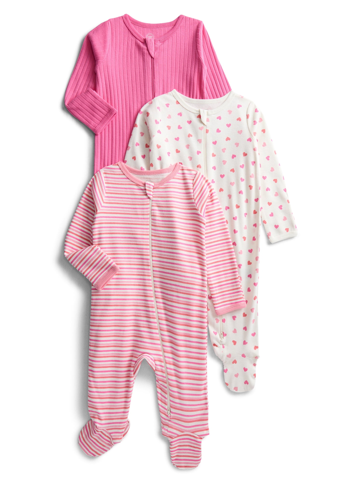 Wonder Nation Organic Cotton Baby Unisex Zip Front Footed Sleep N Play Pajamas, 3-Pack, Sizes Preemie-6/9 Months