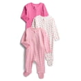 thumbnail image 1 of Wonder Nation Organic Cotton Baby Unisex Zip Front Footed Sleep N Play Pajamas, 3-Pack, Sizes Preemie-6/9 Months, 1 of 4