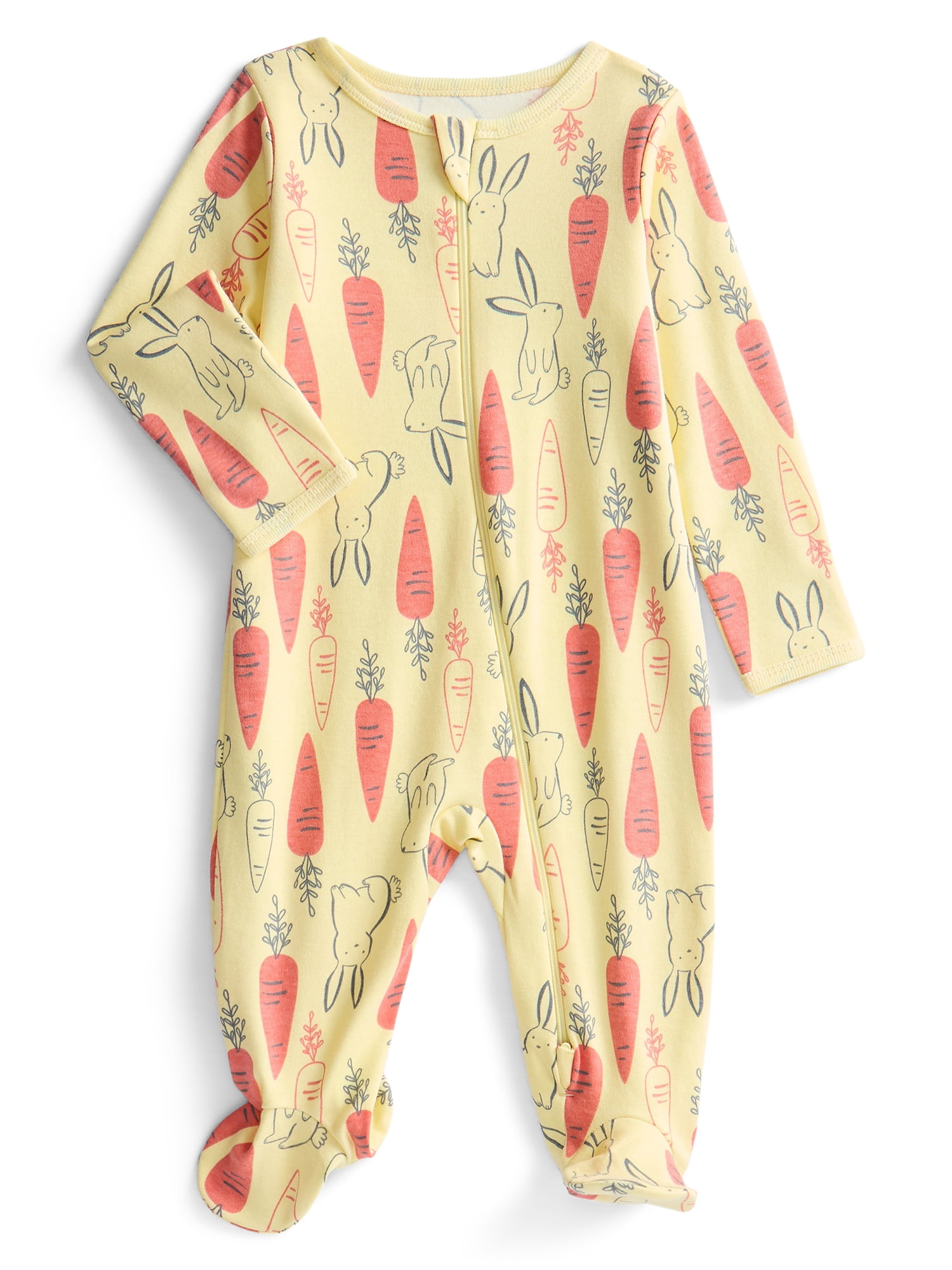 Wonder Nation Organic Cotton Baby Unisex Zip Front Footed Sleep N Play Pajamas, Sizes Preemie-6/9 Months