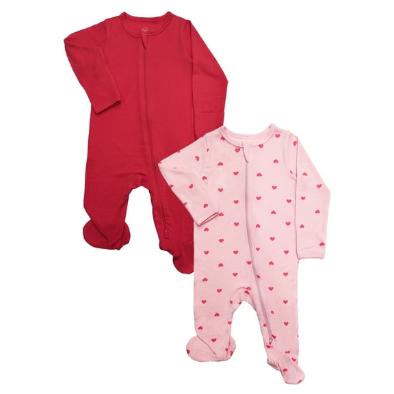 Wonder So Soft Modal by Wonder Nation Gender Neutral Two-Way Zipper Footed Sleep N Play Pajamas, 2-Pack, Sizes Preemie–6/9 Months