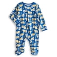 thumbnail image 1 of Wonder Nation Organic Cotton Baby Unisex Zip Front Footed Sleep N Play Pajamas, Sizes Preemie-6/9 Months, 1 of 3