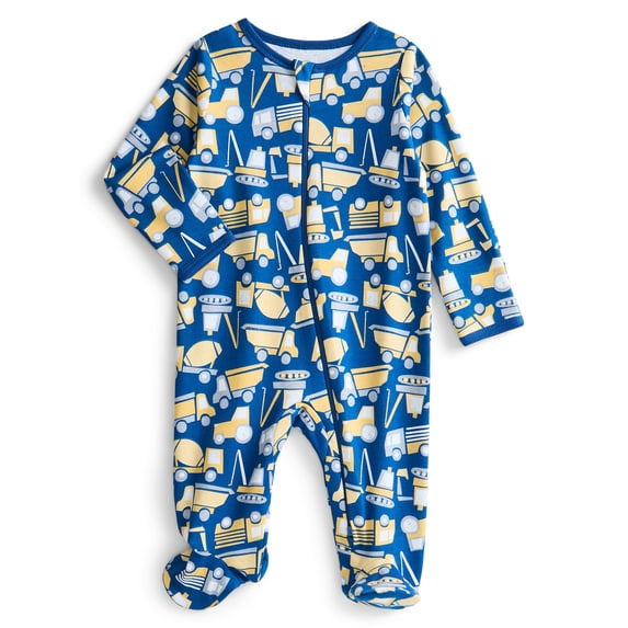 Wonder Nation Baby Boys or Girls Zip Front Footed Pajamas, Sizes Preemieie-6/9 Months