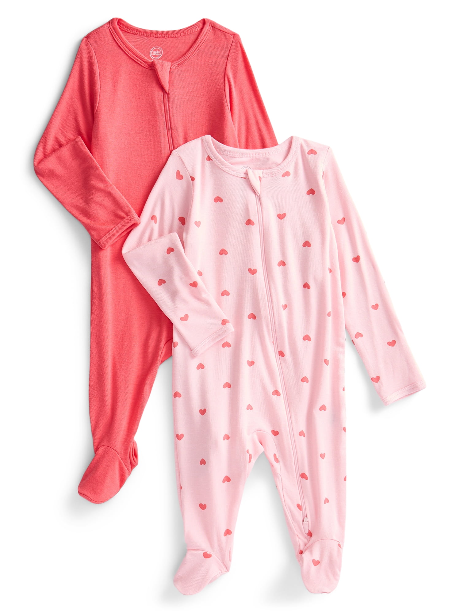 Wonder So Soft Modal by Wonder Nation Baby Unisex Two-Way Zipper Footed Sleep N Play Pajamas, 2-Pack, Sizes Preemie-6/9 Months