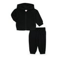 thumbnail image 1 of Wonder Nation Baby Unisex Fleece Zip Hoodie and Joggers Set, 2-Piece, Sizes Newborn-18 Months, 1 of 1