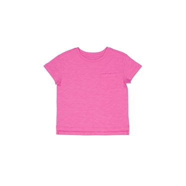 Wonder Nation Girls Short Sleeve Boxy Pocket Tee, Sizes 4-18 & Plus