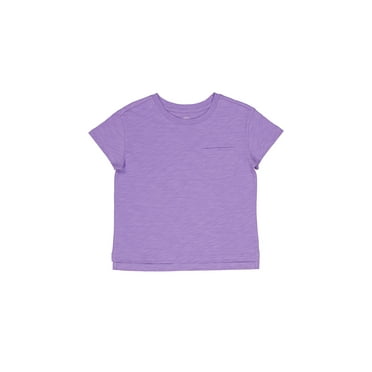 Wonder Nation Girls Short Sleeve Boxy Pocket Tee, Sizes 4-18 & Plus