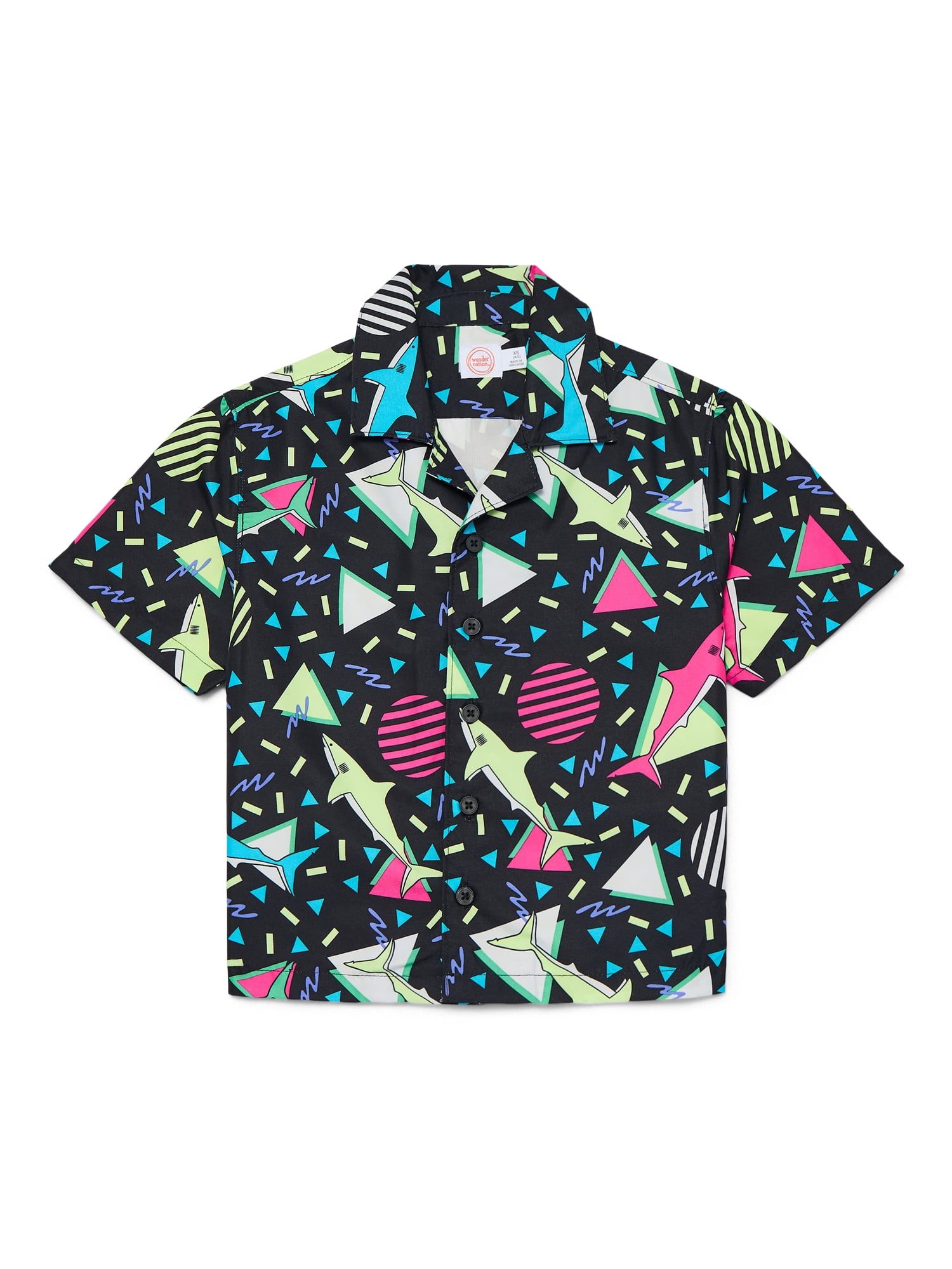 Wonder Nation Little and Big Boys Cabana Sun Shirt with UPF50+, Sizes 4-18 & Husky