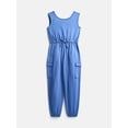 thumbnail image 1 of Wonder Nation Girls Sleeveless Cargo Jumpsuit, Sizes XS-XXL, 1 of 3