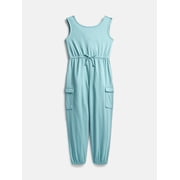 Wonder Nation Girls Sleeveless Cargo Jumpsuit, Sizes XS-XXL