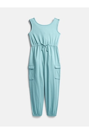 Girls Sleeveless Cargo Jumpsuit, Sizes XS-XXL