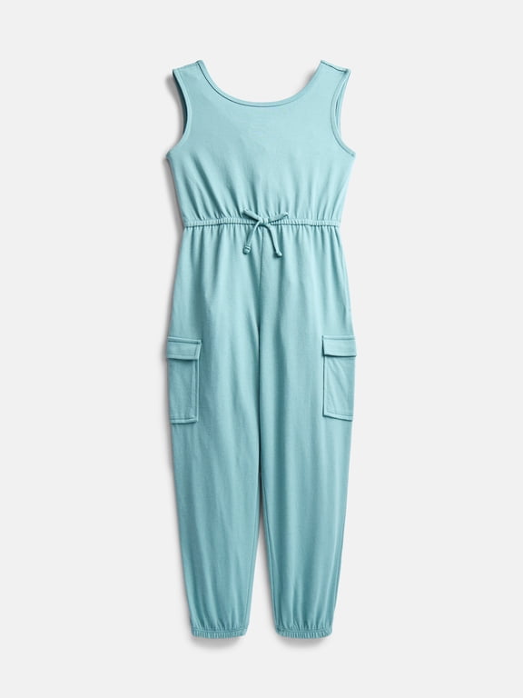 Girls Sleeveless Cargo Jumpsuit, Sizes XS-XXL