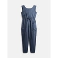 thumbnail image 1 of Wonder Nation Girls Sleeveless Cargo Jumpsuit, Sizes XS-XXL, 1 of 3