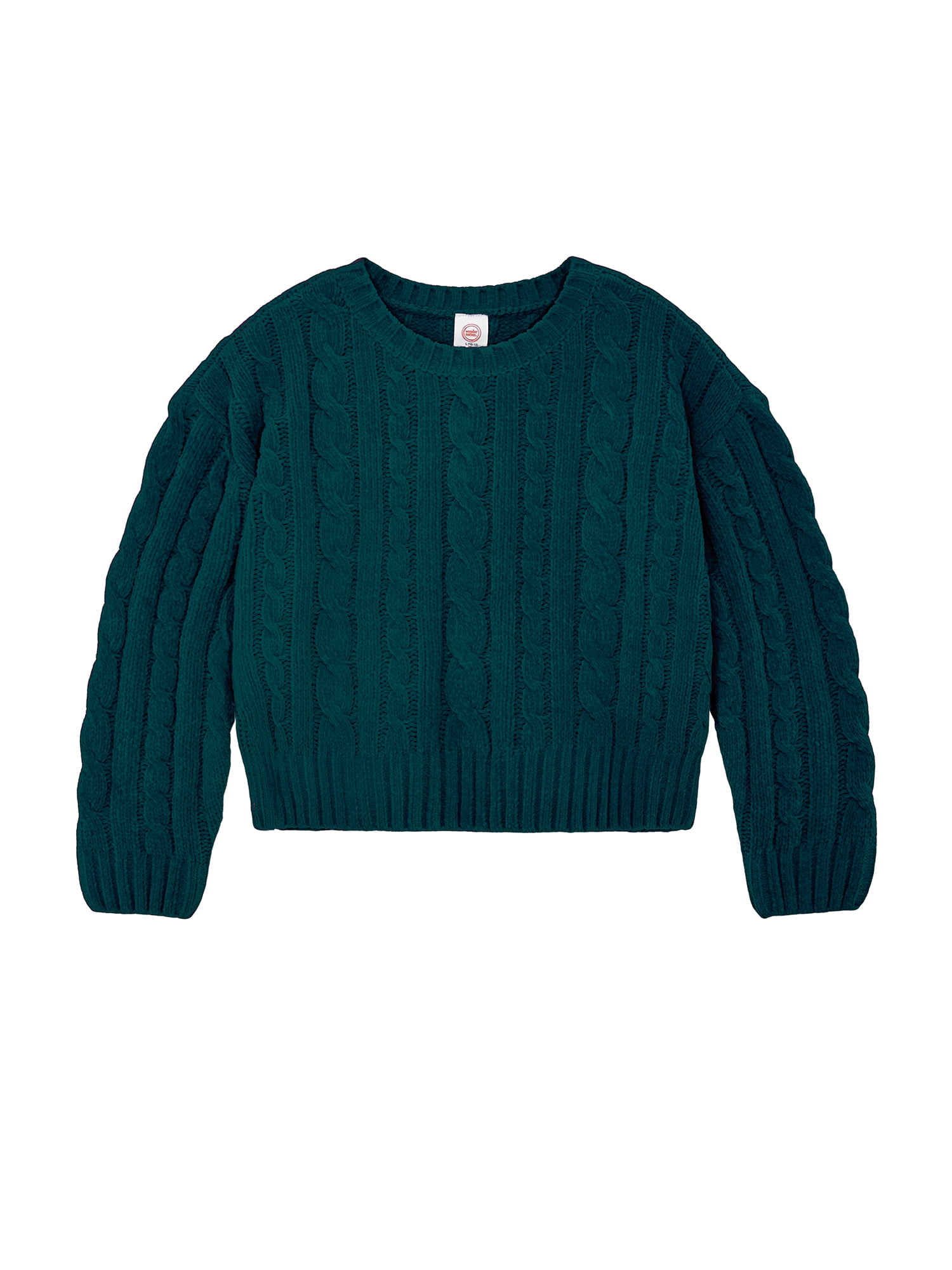 Wonder Nation Girls Chenille Sweater with Long Sleeves, Sizes 4-18