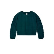 Wonder Nation Girls Chenille Sweater with Long Sleeves, Sizes 4-18 & Plus