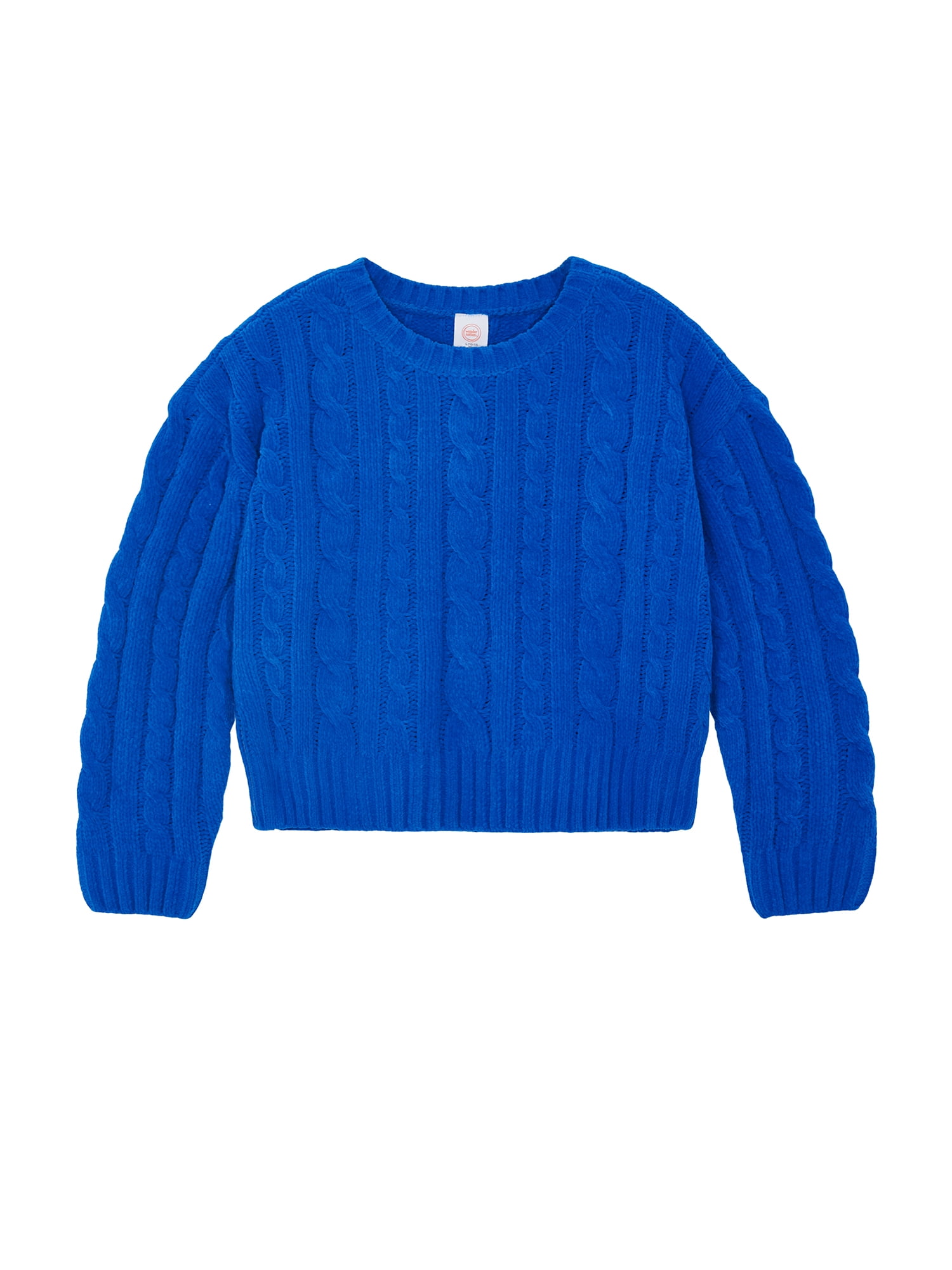 Wonder Nation Girls Chenille Sweater with Long Sleeves, Sizes 4-18 & Plus