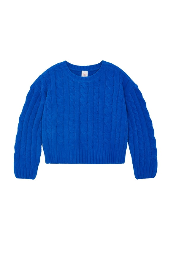 Girls Chenille Sweater with Long Sleeves, Sizes 4-18 & Plus