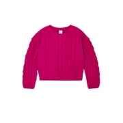 Wonder Nation Girls Chenille Sweater with Long Sleeves, Sizes 4-18 & Plus