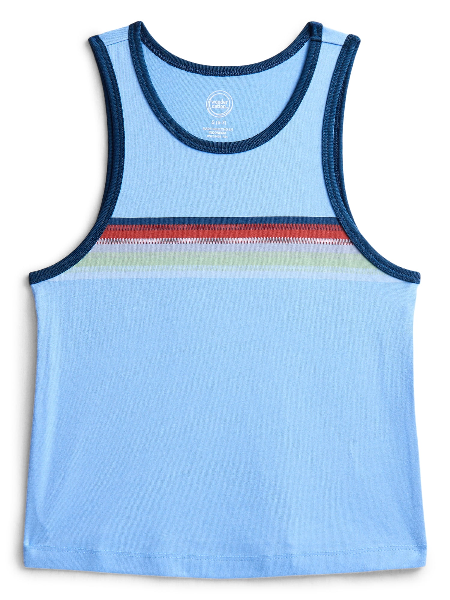 Wonder Nation Boys Chest Stripe Tank Top, Sizes XS-XXL and Husky