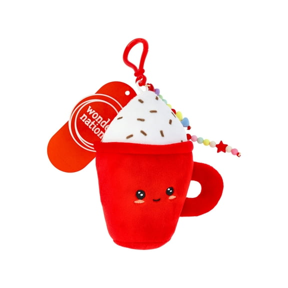 Wonder Nation Girls Hot Cocoa Plush Keychain Bag Charm, Red