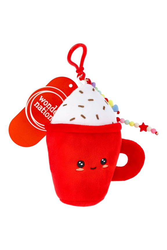 Girls Hot Cocoa Plush Keychain Bag Charm, Red