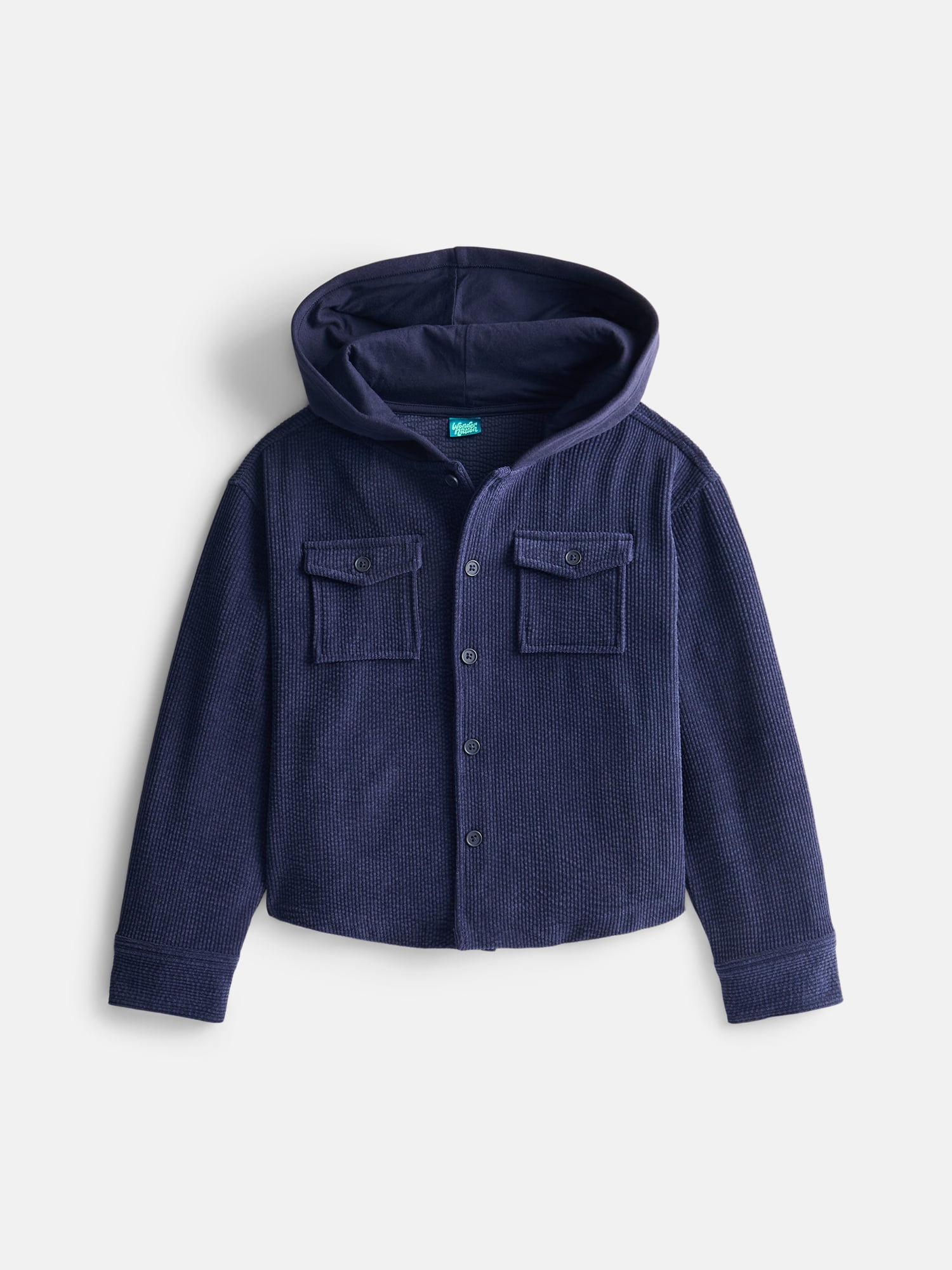Wonder Nation Boys Hooded Corduroy Shacket, Sizes 4-18