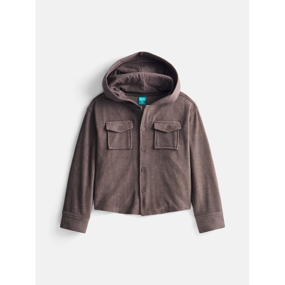 Wonder Nation Boys Hooded Corduroy Shacket, Sizes 4-18 & Husky