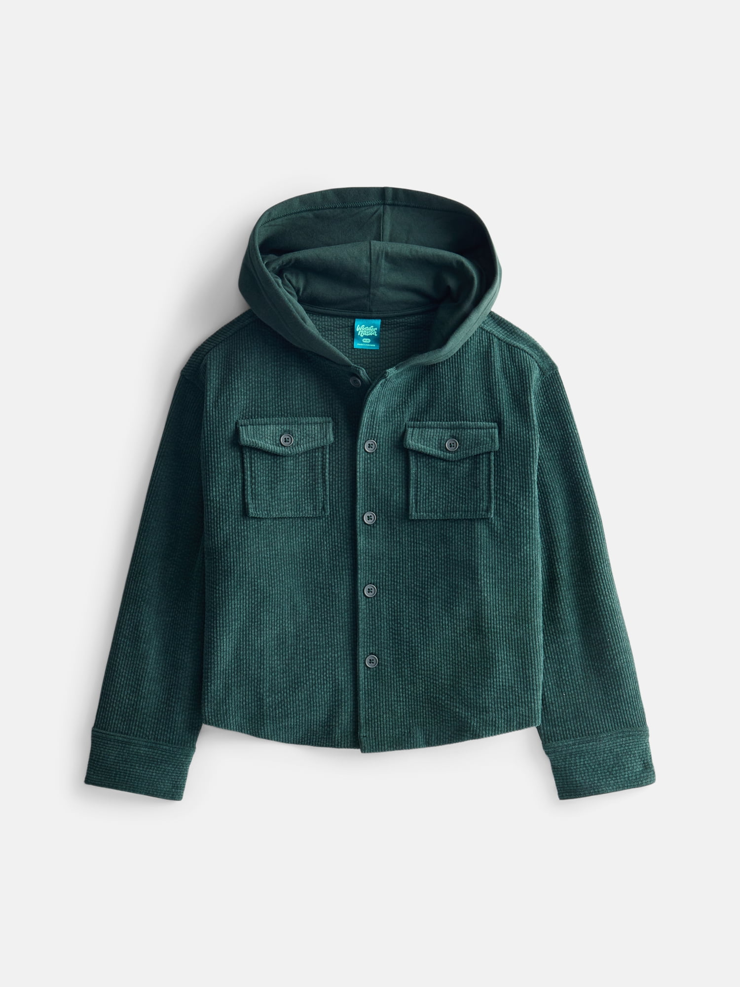 Wonder Nation Boys Hooded Corduroy Shacket, Sizes 4-18